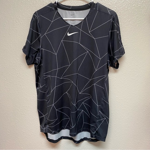 Nike Tops - Nike DRI-FIT Slim Fit Short Sleeve Long Geometric Black Top, Size M